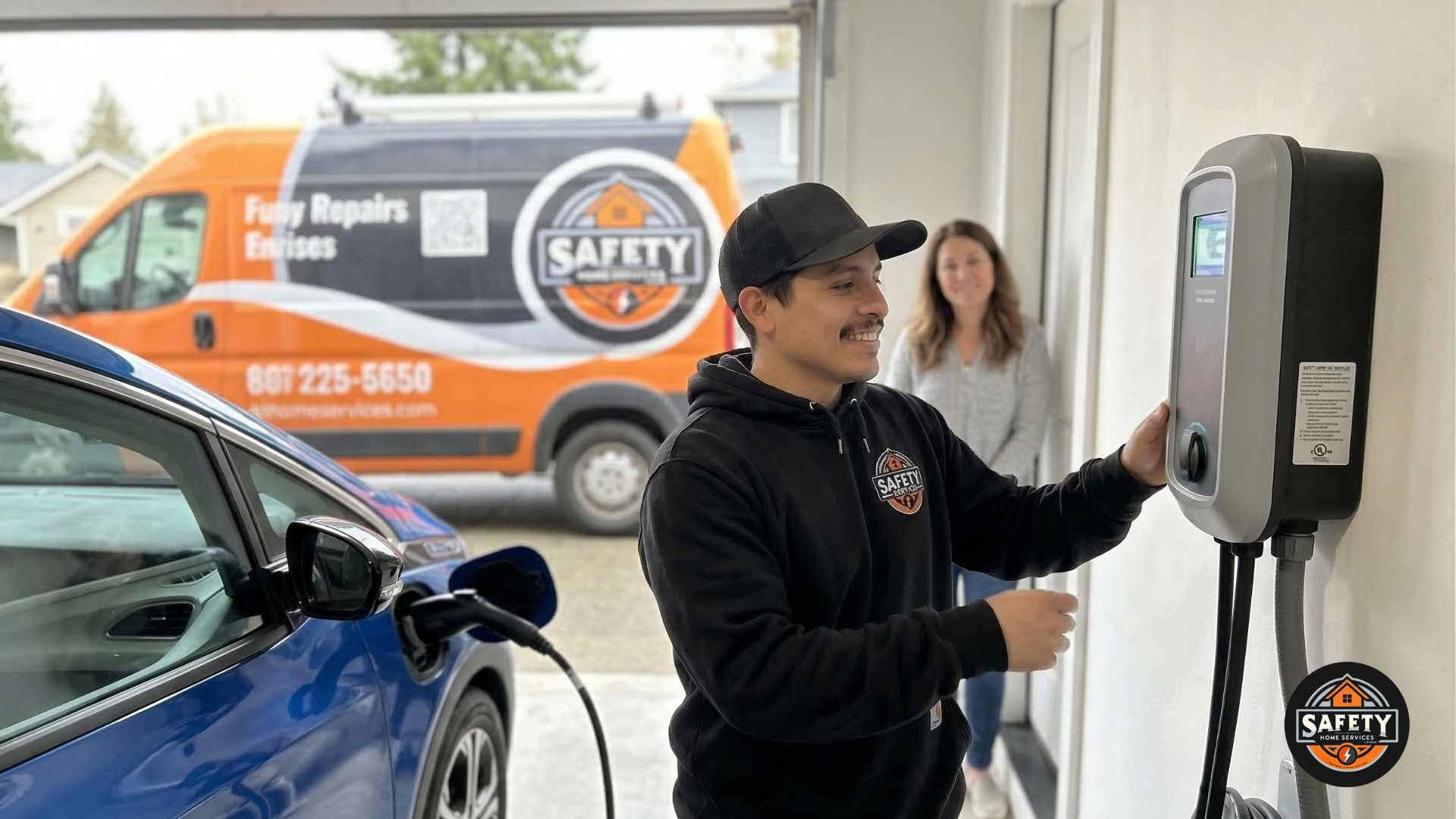 Chevy Bolt charging at home with Level 2 EV charger installation completed in Oregon